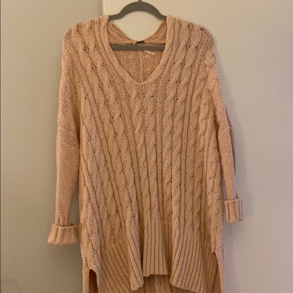 free people light pink sweater